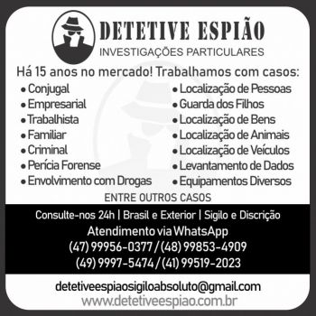 Contrate  seguro   (47) 9 99560377  espio detetive  particular em itajai / sc. Guia de empresas e servios